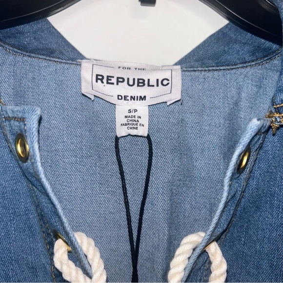NWT For The Republic Denim Rope Pull Over Long Sleeve Shirt Women’s Small - Picture 3 of 9